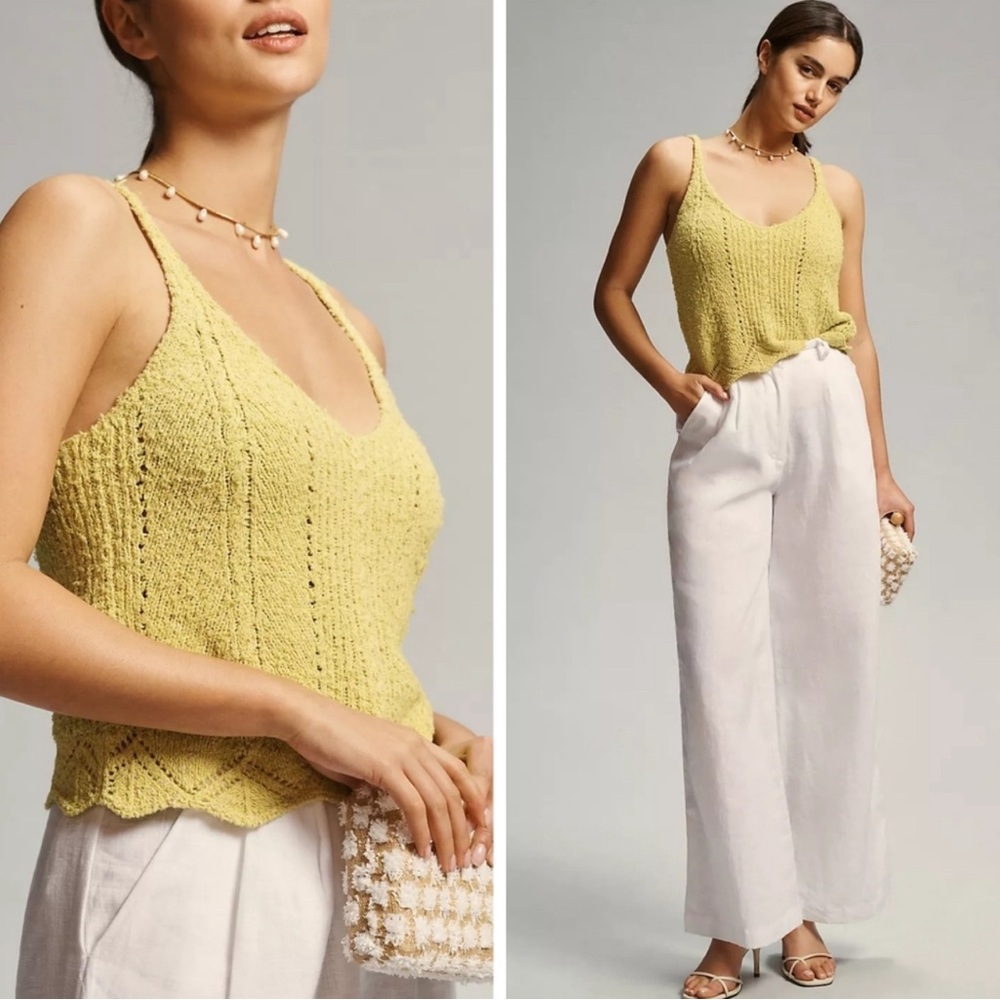 Anthropologie V-Neck Pointelle Sweater Tank Top